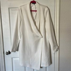 White Blazer-style Long Sleeve Dress